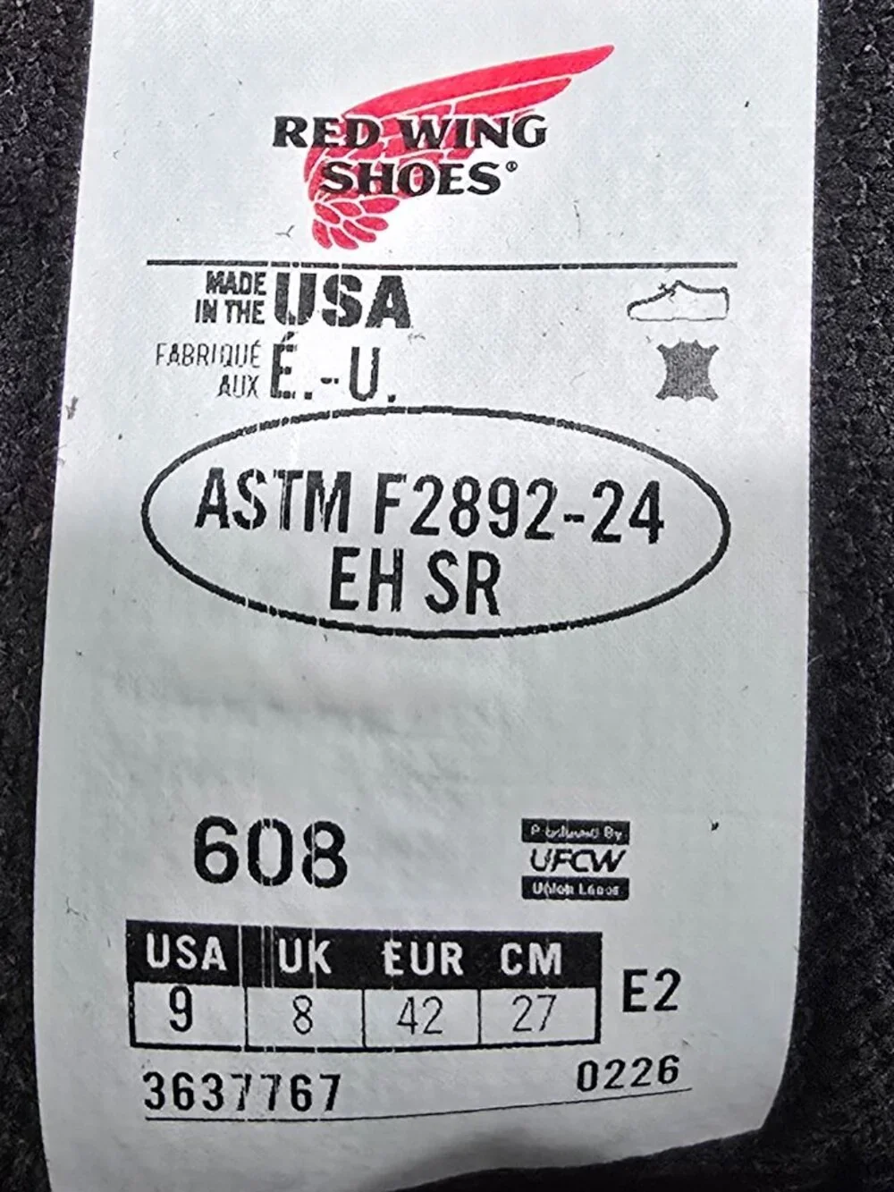 Red Wings SuperSole® 2.0 Men's 8-inch Soft Toe Boot #608 Size 9 EE NEW USA MADE